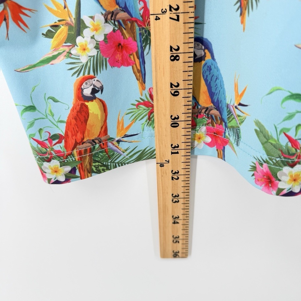Waggle Polo Shirt Mens XL Blue Parrot Tropical Floral Performance Stretch Golf - Picture 6 of 8